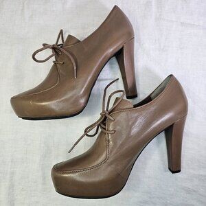 Me Too Lynessa Genuine Leather Chunky Platform Oxford Bootie Pumps 8 Taupe